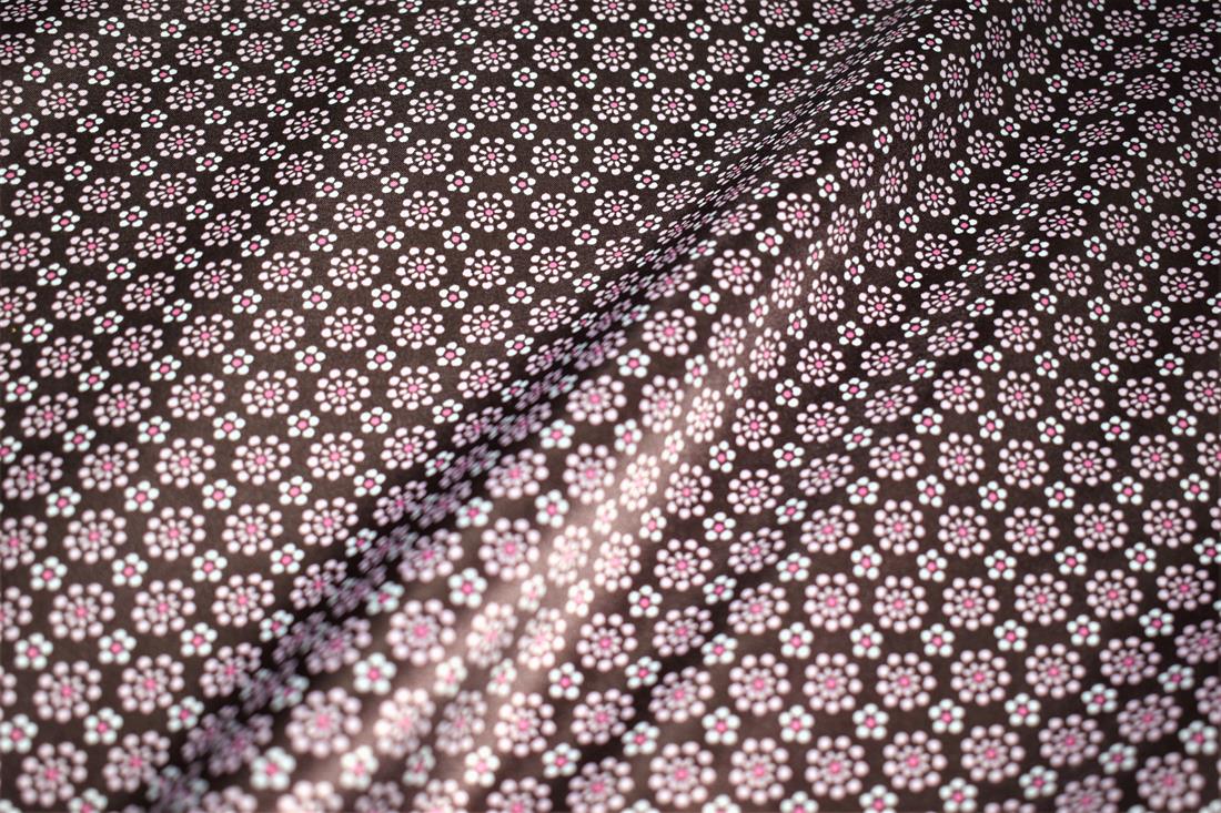 Brown Printed Satin Fabric