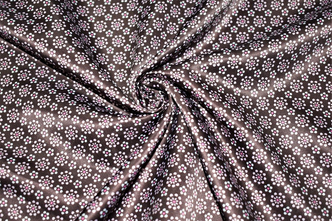 Brown Printed Satin Fabric