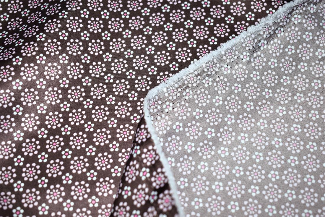 Brown Printed Satin Fabric