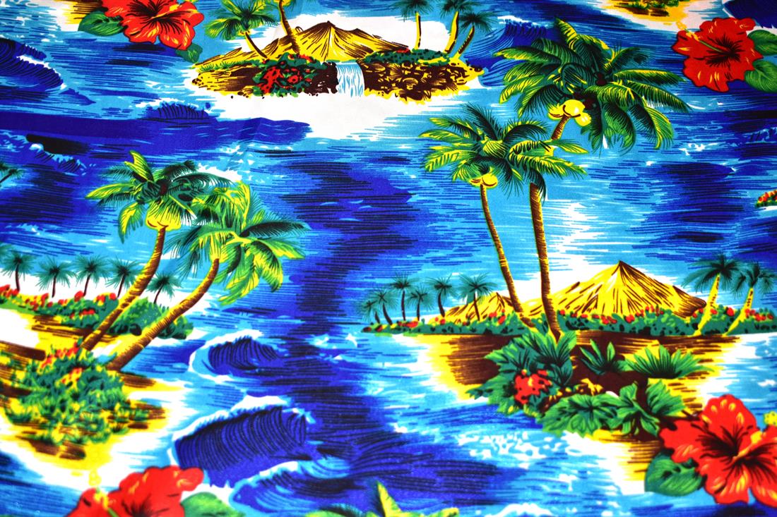Blue Printed Satin Fabric