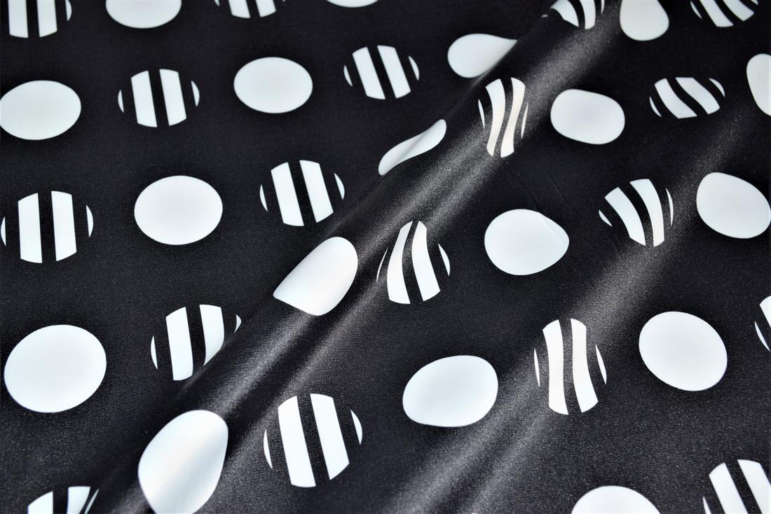 Black & White Dotted and Stripped Stretch Sateen Clearance Stock