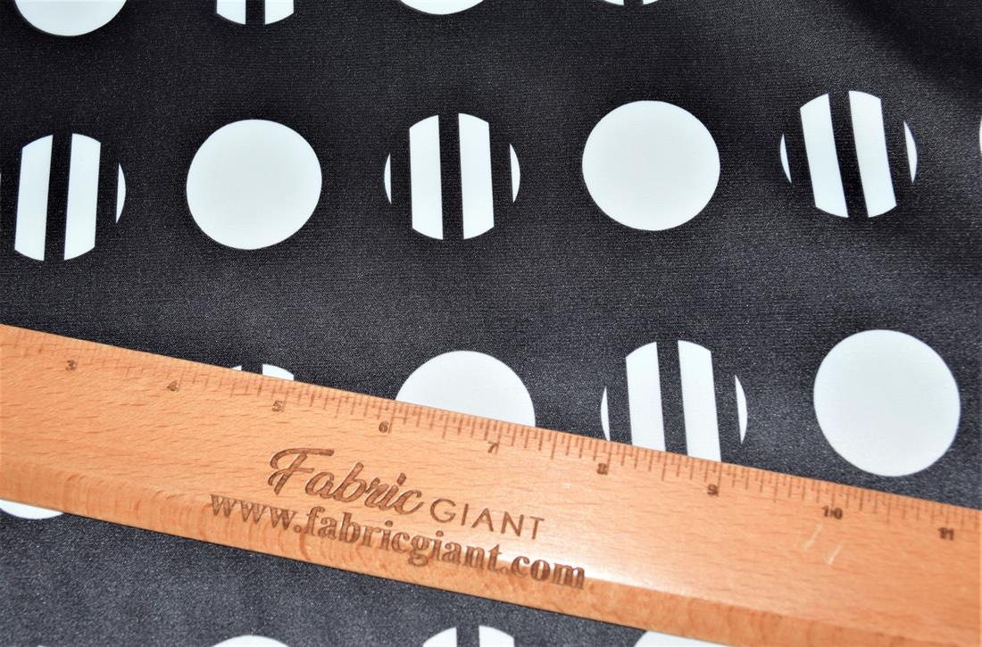 Black & White Dotted and Stripped Stretch Sateen Clearance Stock