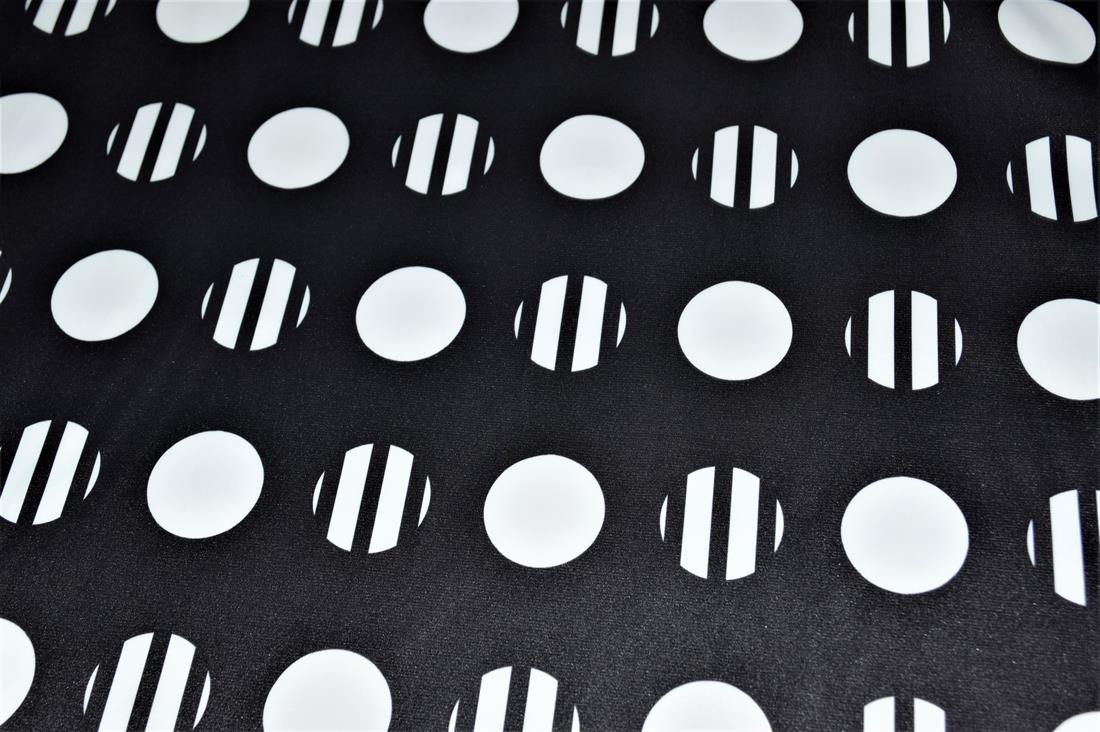 Black & White Dotted and Stripped Stretch Sateen Clearance Stock