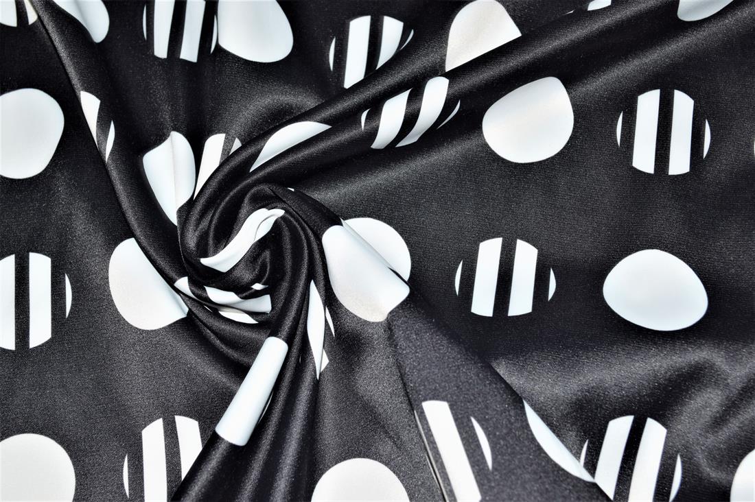 Black & White Dotted and Stripped Stretch Sateen Clearance Stock