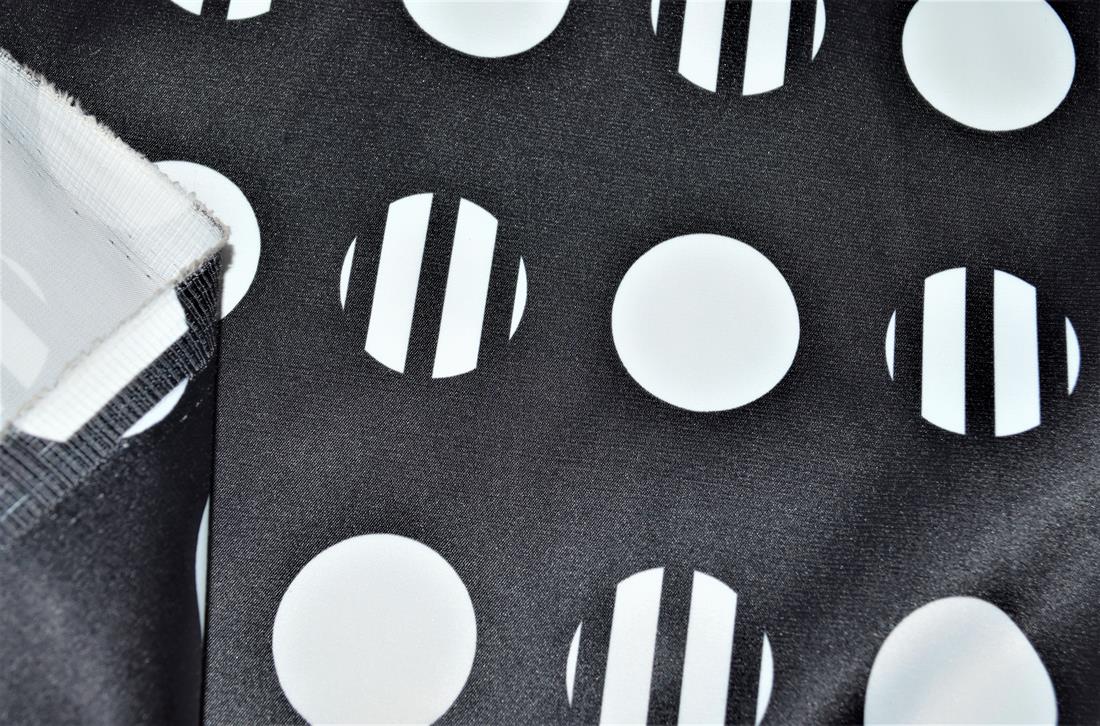 Black & White Dotted and Stripped Stretch Sateen Clearance Stock