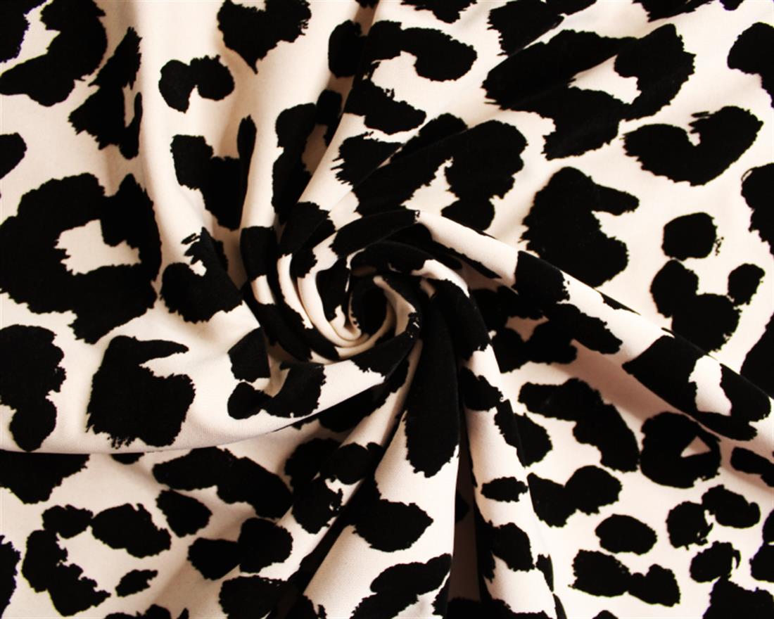 Beige Flocked Leopard Print Scuba