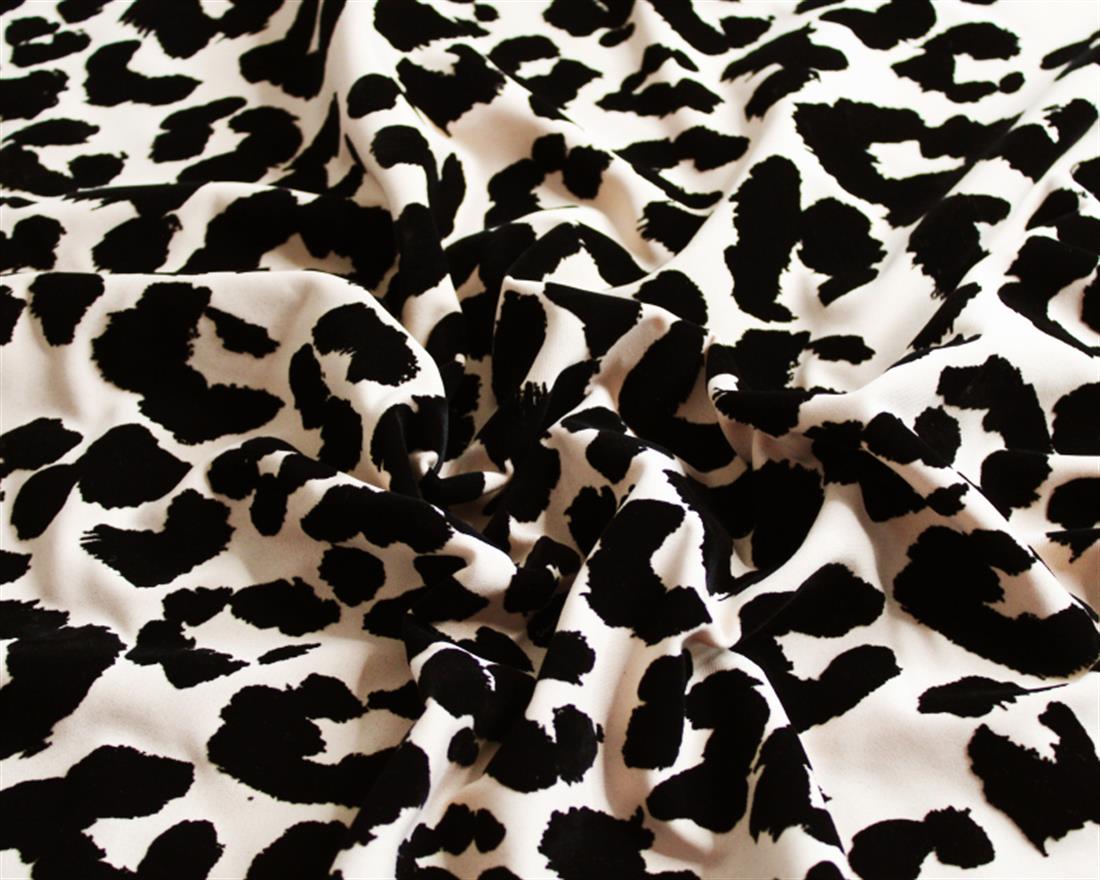 Beige Flocked Leopard Print Scuba