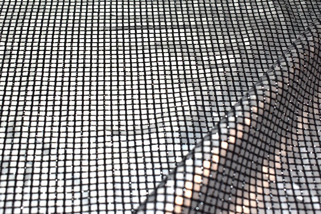 Silver & Black Sequins On Dress Net