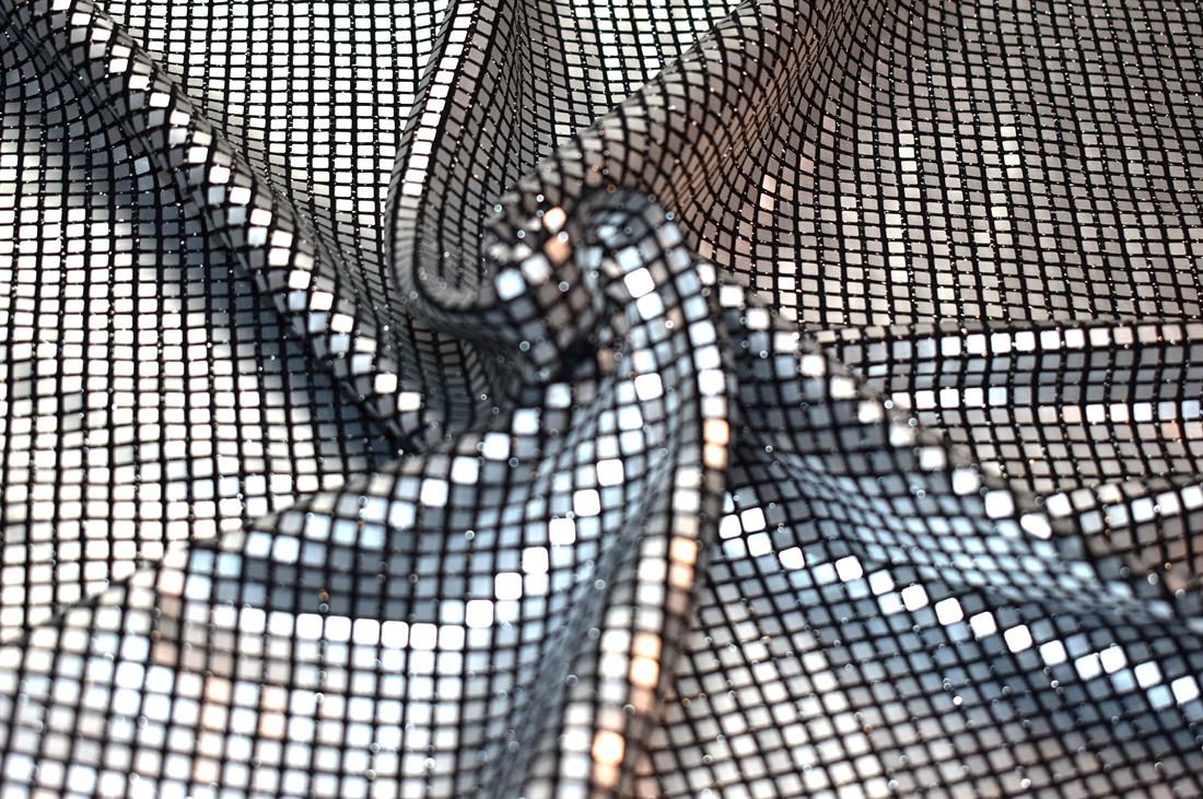 Silver & Black Sequins On Dress Net