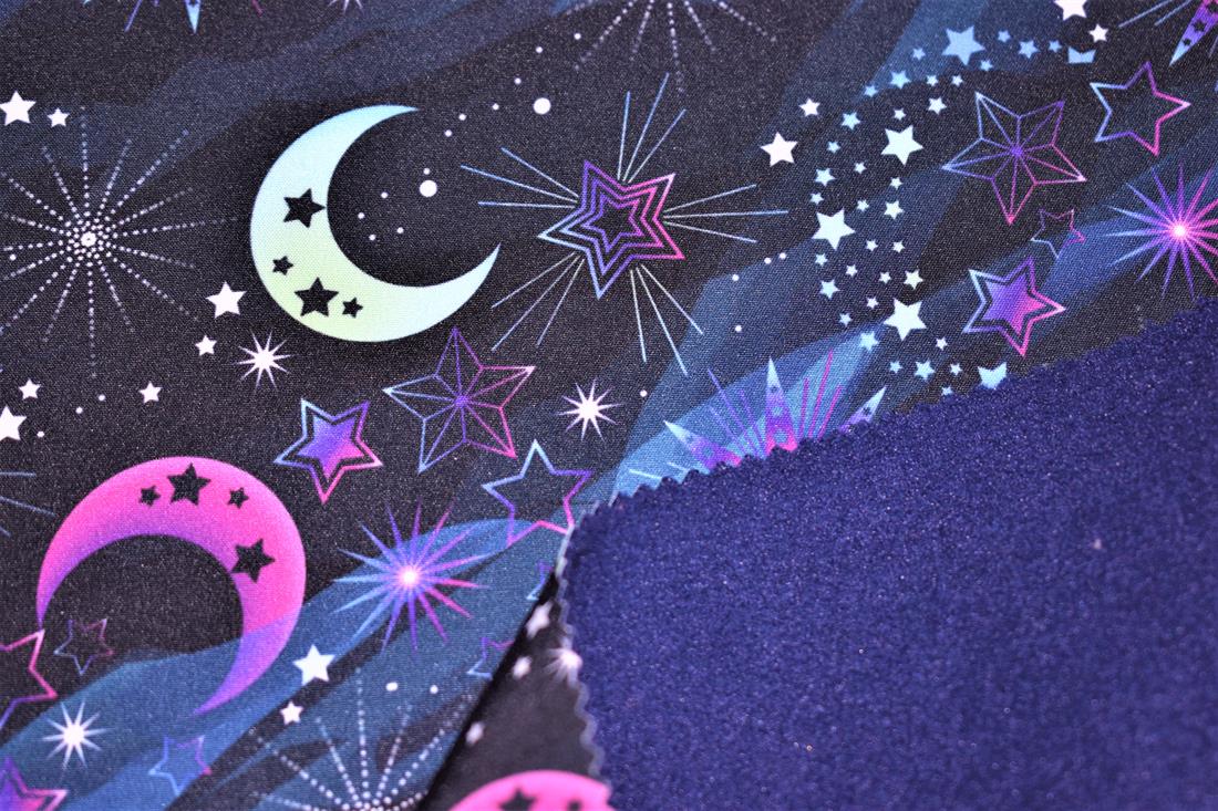 Navy Little Johnny Celestial Moons and Stars Soft Shell Fleece