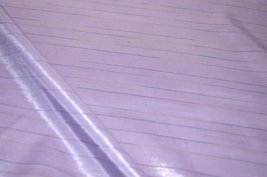 Lilac Strips TR-Silk Blend Fabric