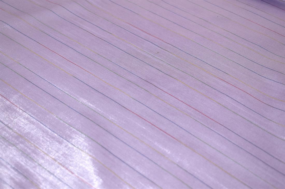 Lilac Strips TR-Silk Blend Fabric