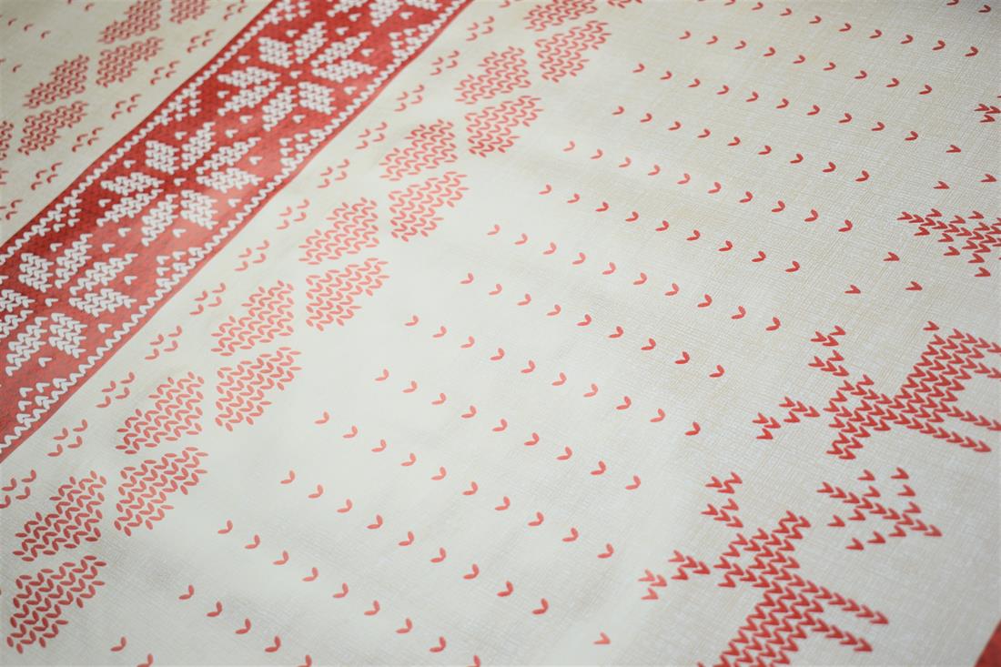 Ivory & Red Christmas Pattern Print 100% PVC
