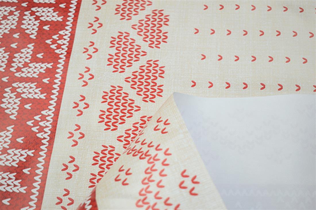 Ivory & Red Christmas Pattern Print 100% PVC