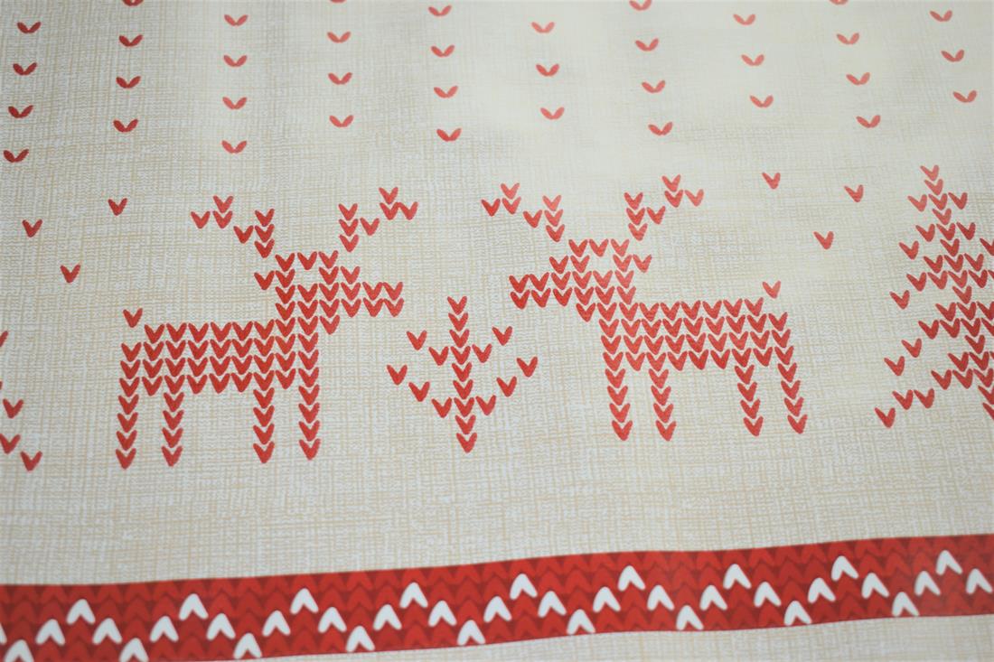 Ivory & Red Christmas Pattern Print 100% PVC