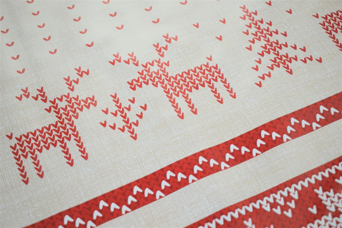 Ivory & Red Christmas Pattern Print 100% PVC