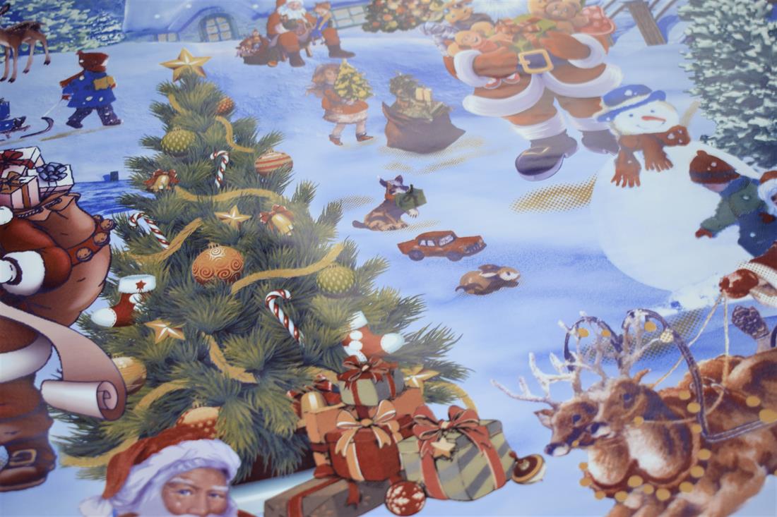 Blue Christmas Pattern Print 100% PVC