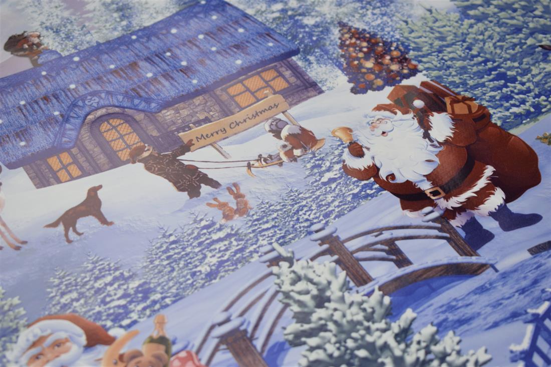 Blue Christmas Pattern Print 100% PVC