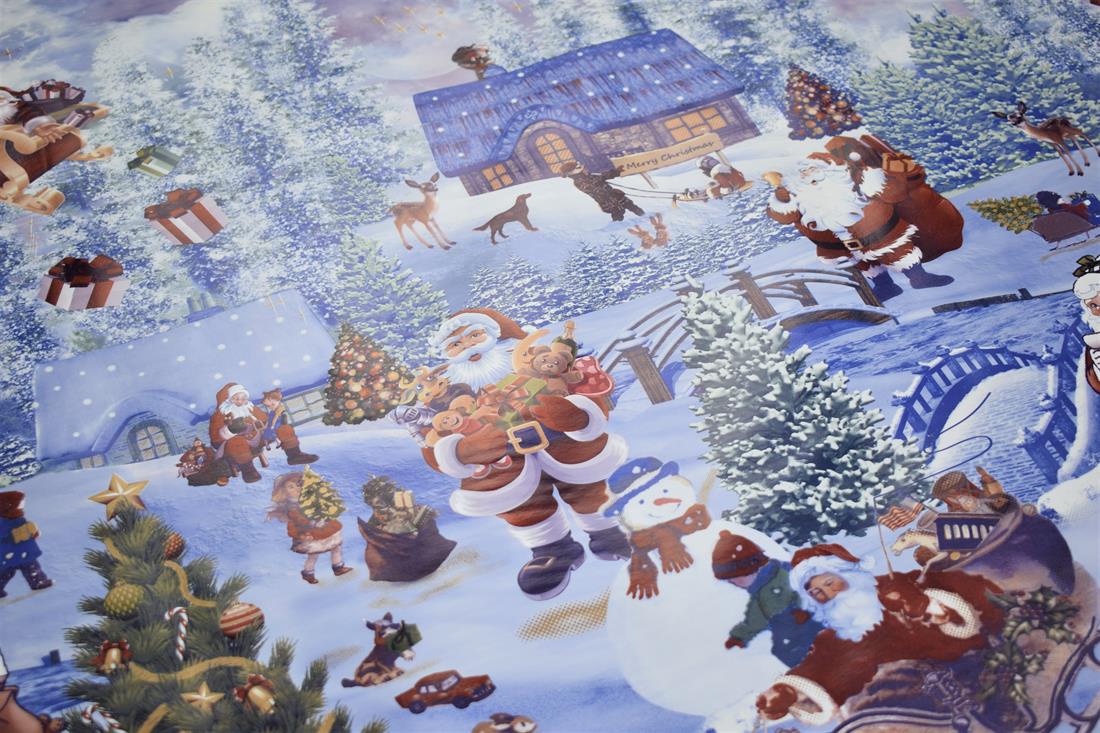 Blue Christmas Pattern Print 100% PVC