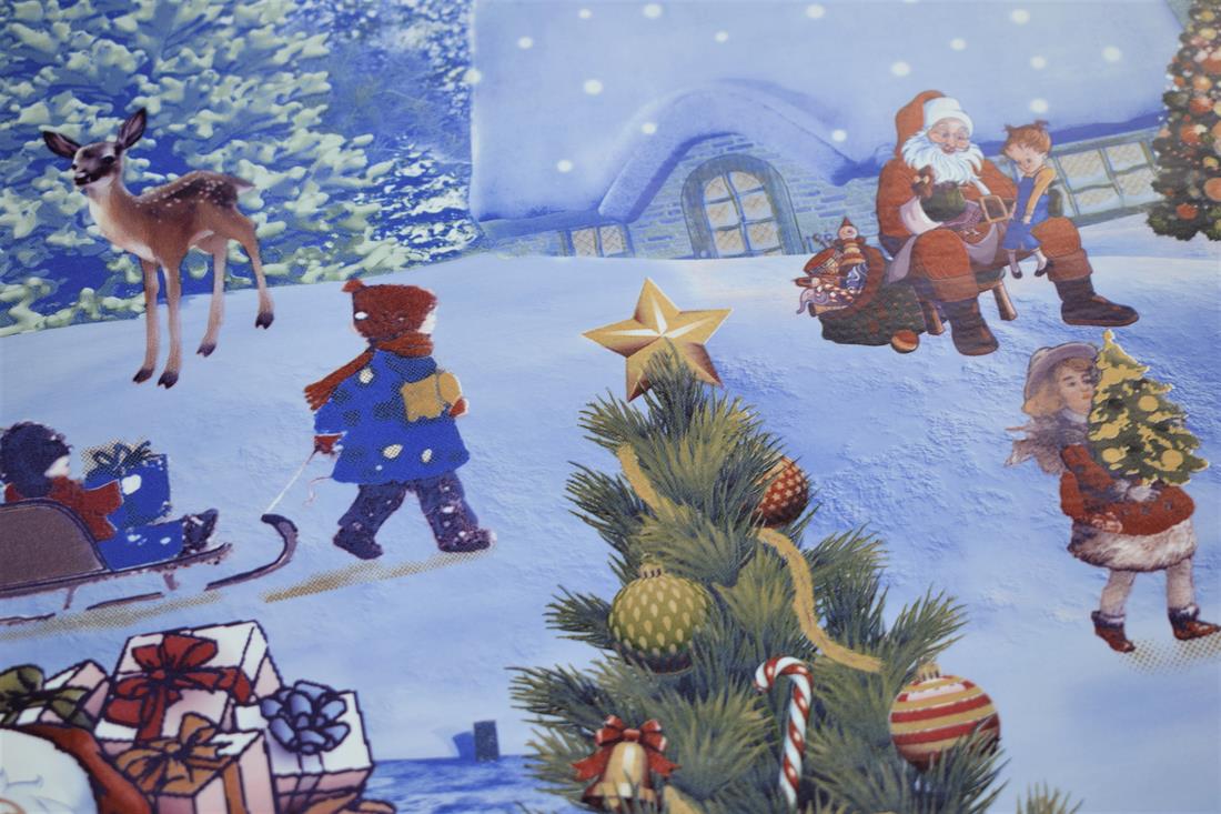 Blue Christmas Pattern Print 100% PVC