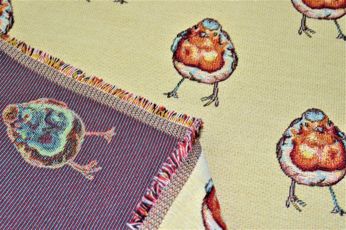 Natural Robbins All Over Printed Weight Tapestry