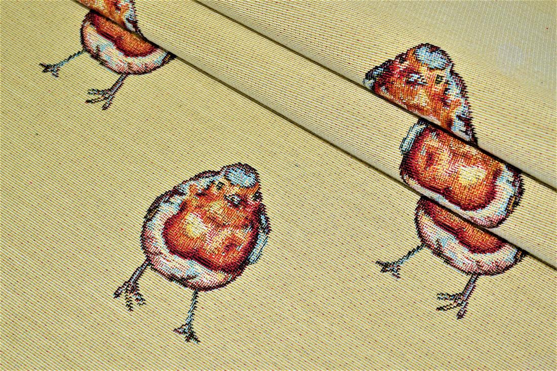 Natural Robbins All Over Printed Weight Tapestry