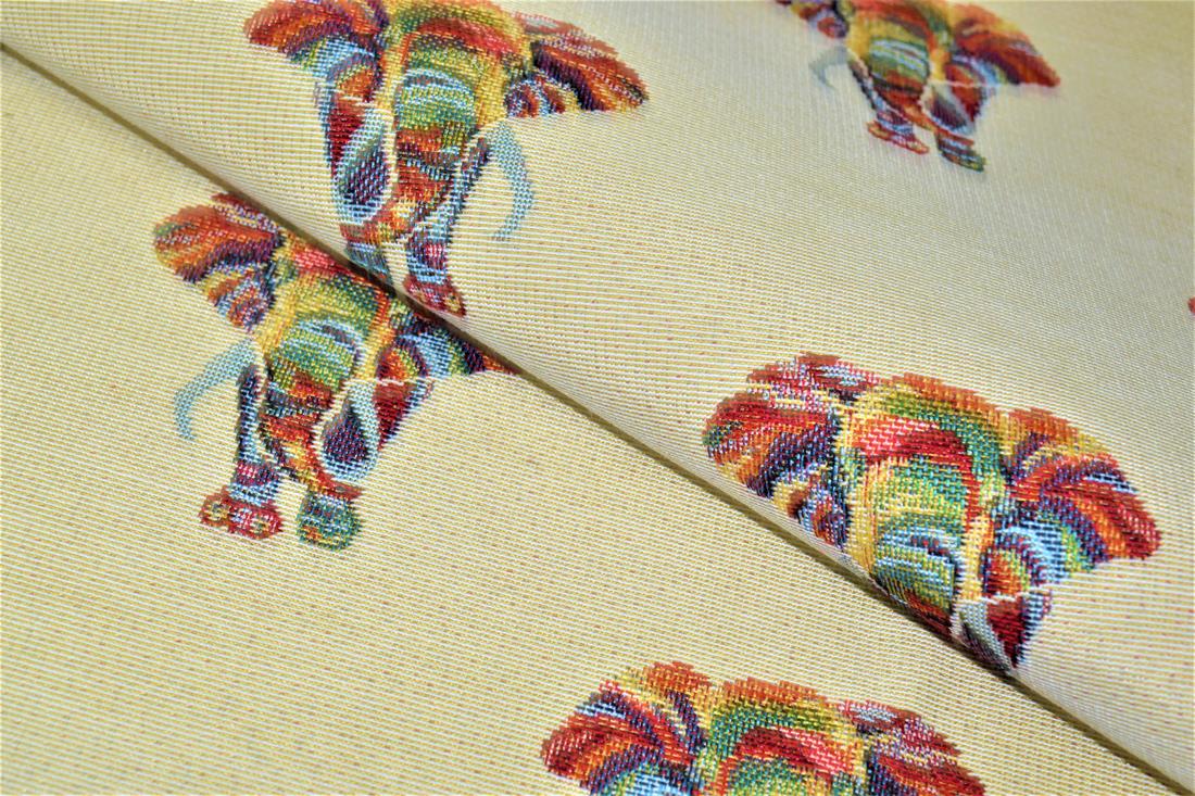 Natural Elephant Printed Weight Tapestry