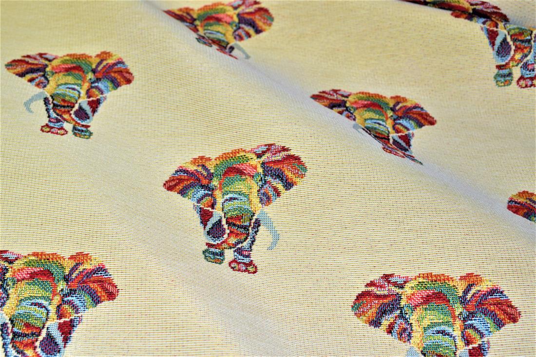Natural Elephant Printed Weight Tapestry