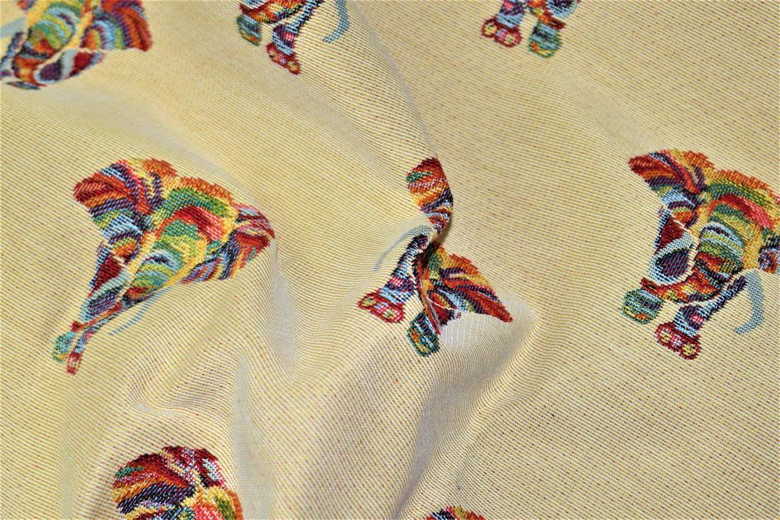 Natural Elephant Printed Weight Tapestry