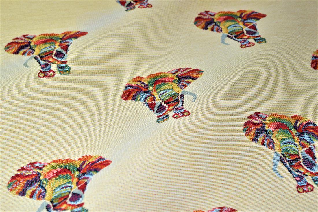 Natural Elephant Printed Weight Tapestry