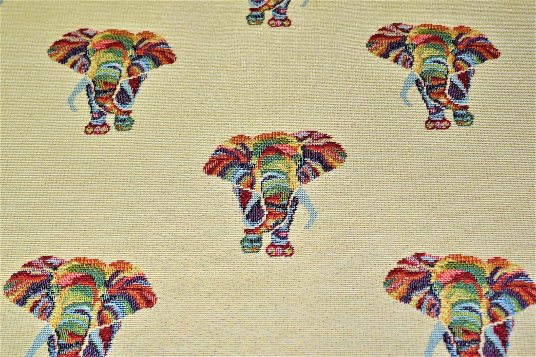 Natural Elephant Printed Weight Tapestry