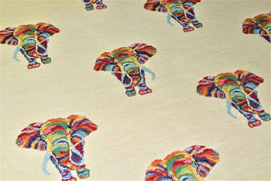 Natural Elephant Printed Weight Tapestry