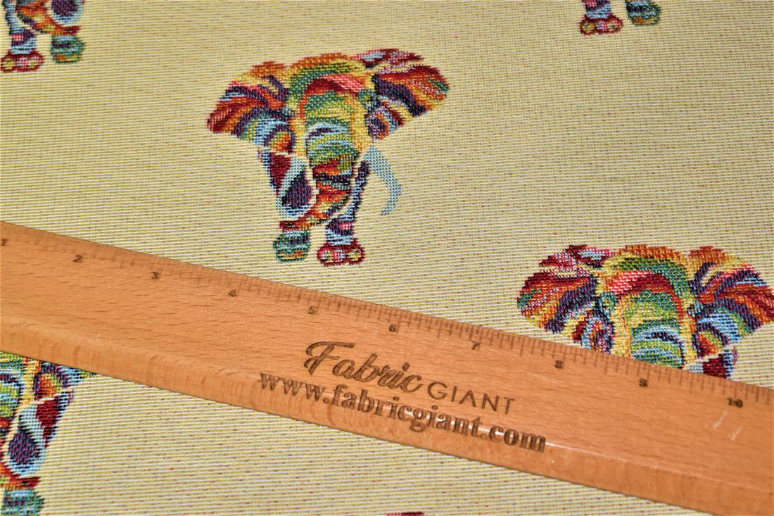 Natural Elephant Printed Weight Tapestry