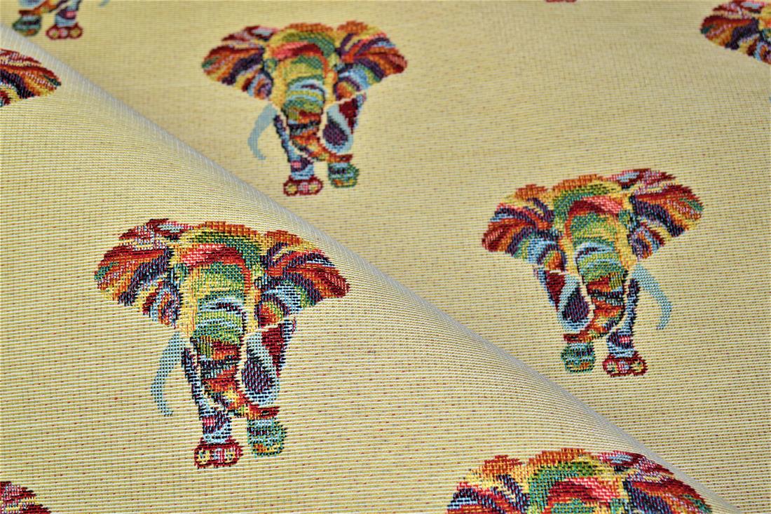 Natural Elephant Printed Weight Tapestry