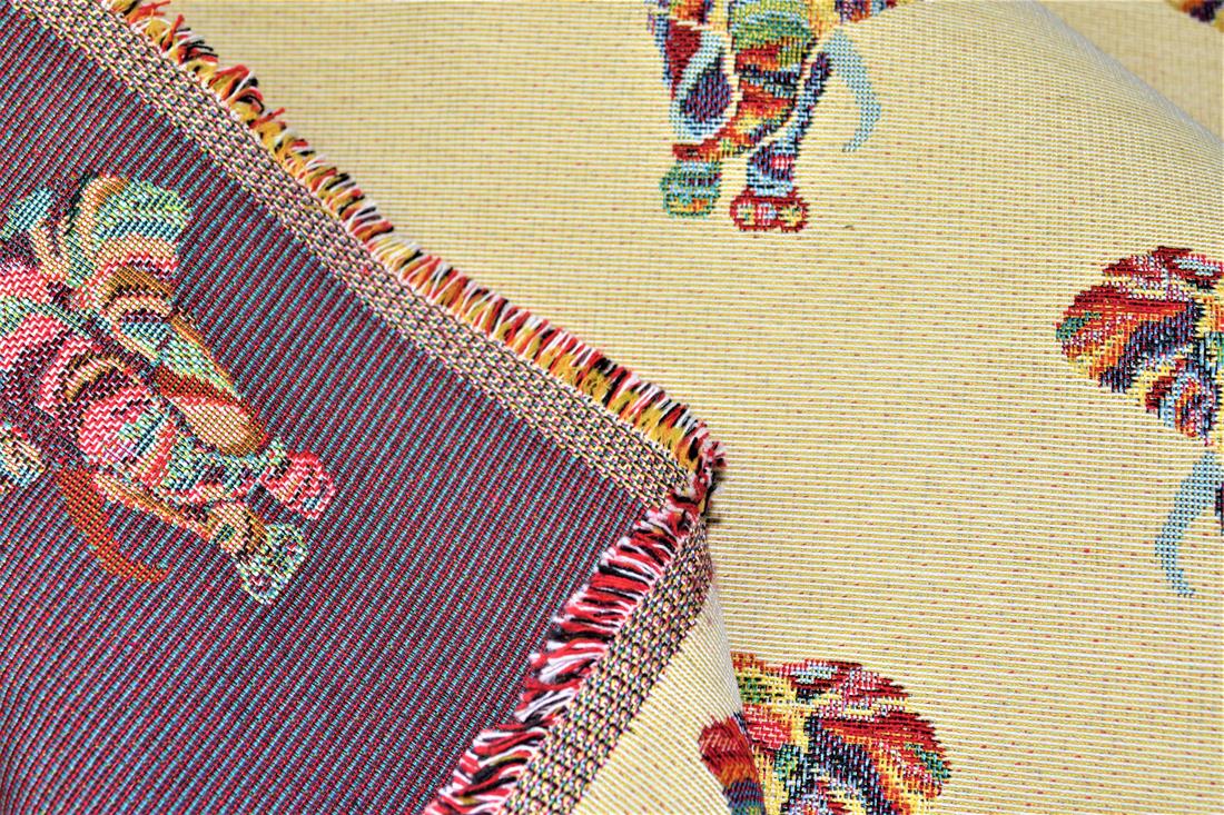 Natural Elephant Printed Weight Tapestry
