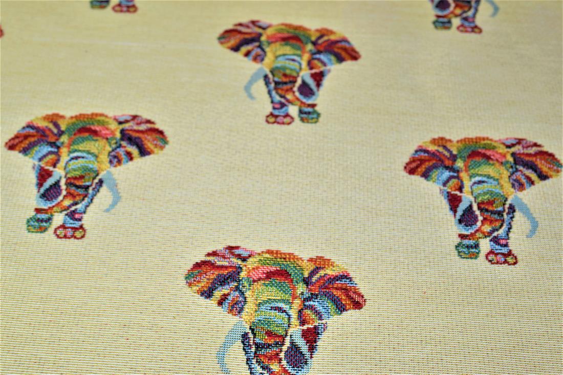 Natural Elephant Printed Weight Tapestry
