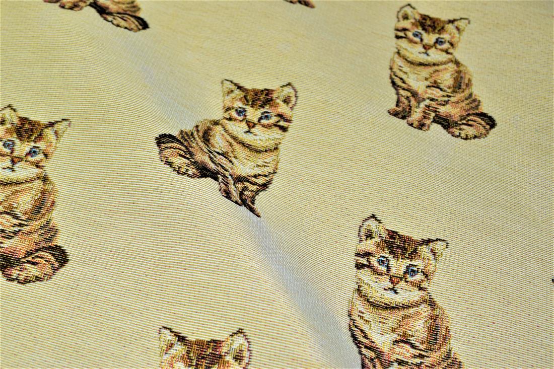 Natural Cat All Over Printed Weight Tapestry