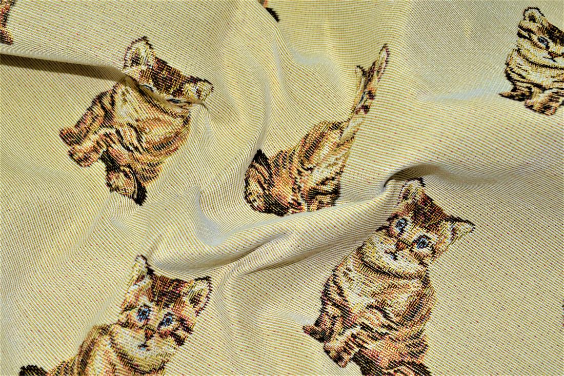 Natural Cat All Over Printed Weight Tapestry