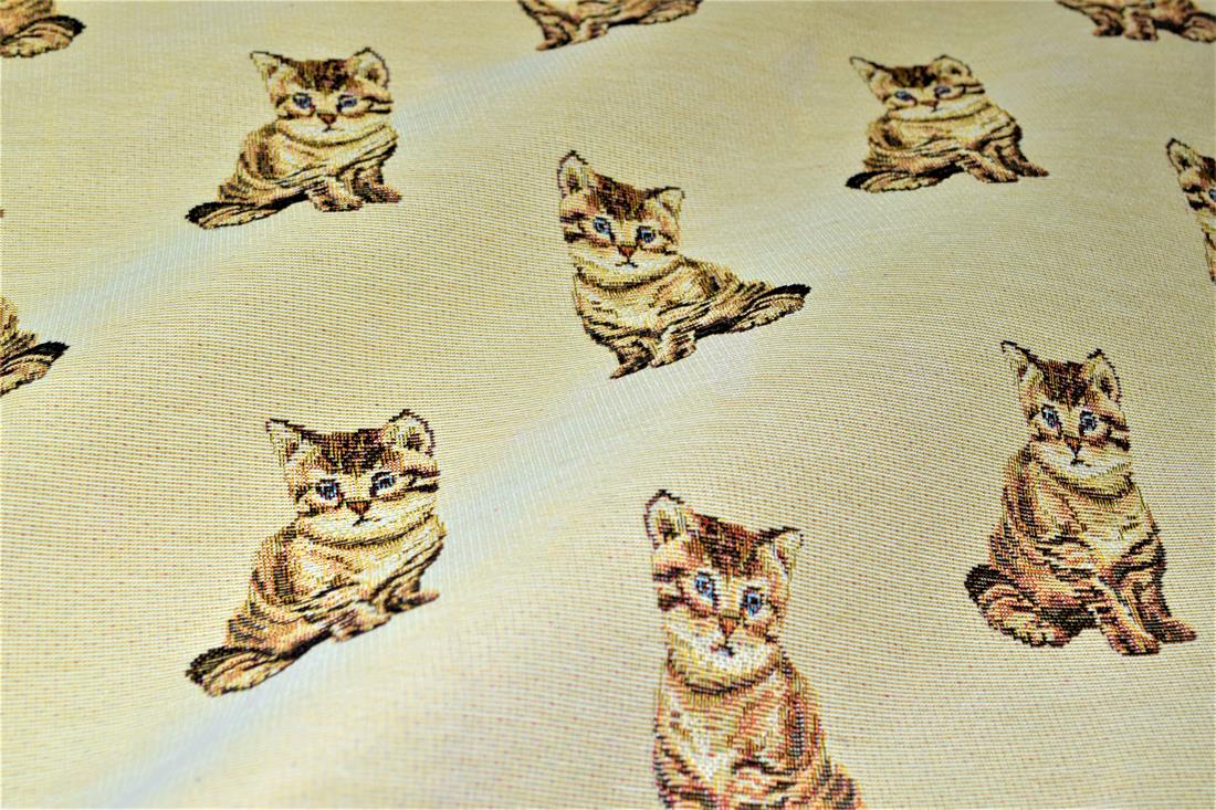 Natural Cat All Over Printed Weight Tapestry