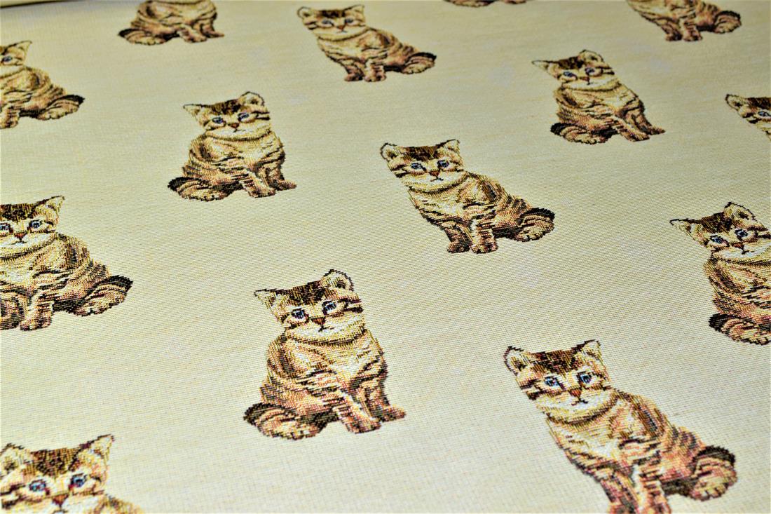 Natural Cat All Over Printed Weight Tapestry