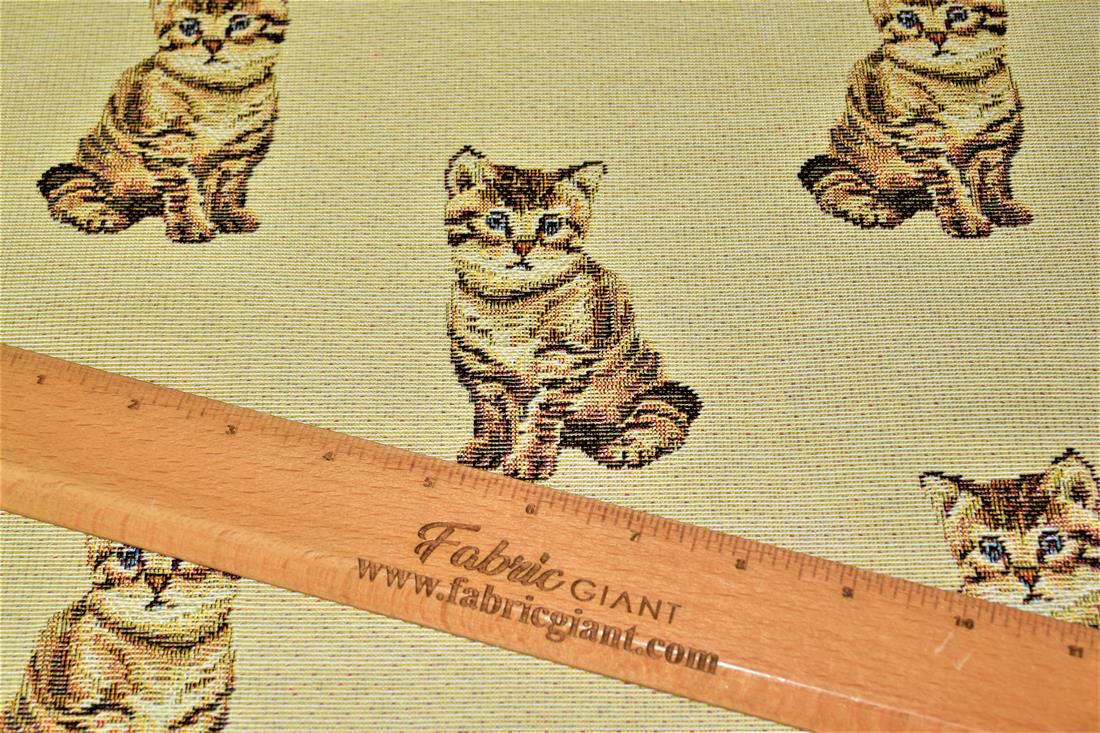 Natural Cat All Over Printed Weight Tapestry
