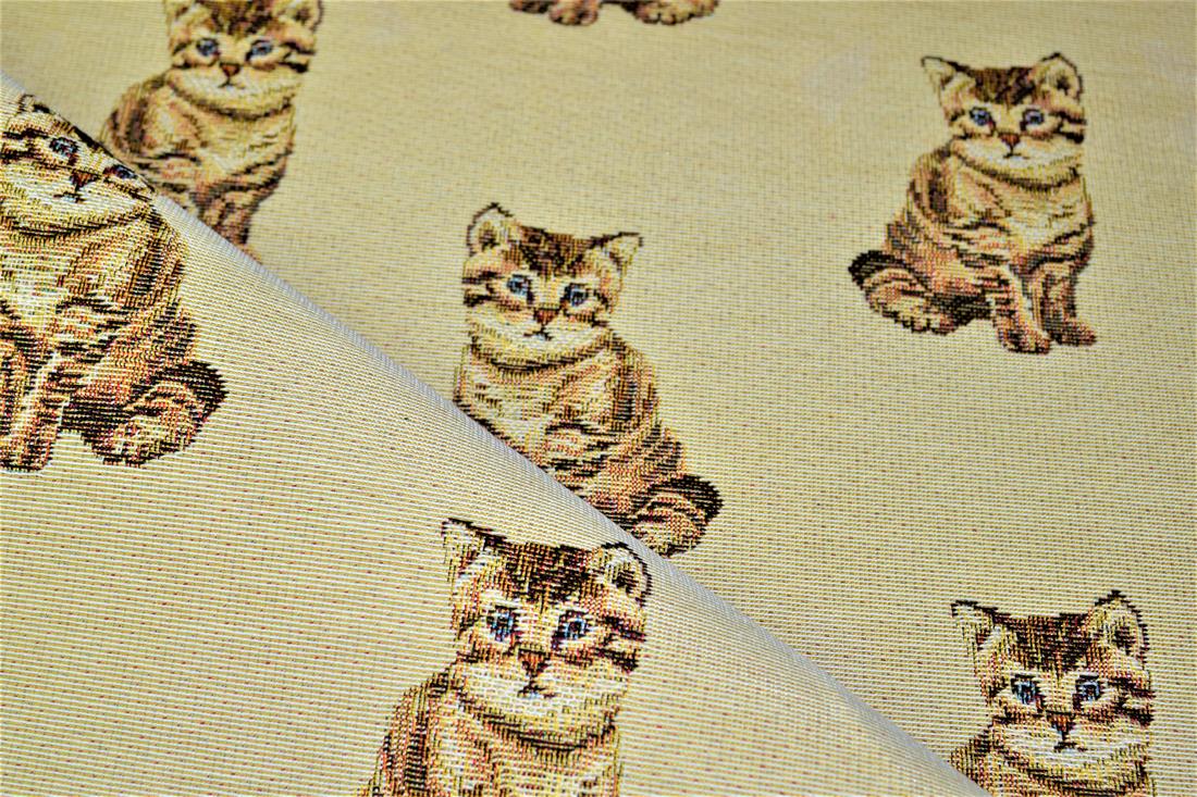 Natural Cat All Over Printed Weight Tapestry