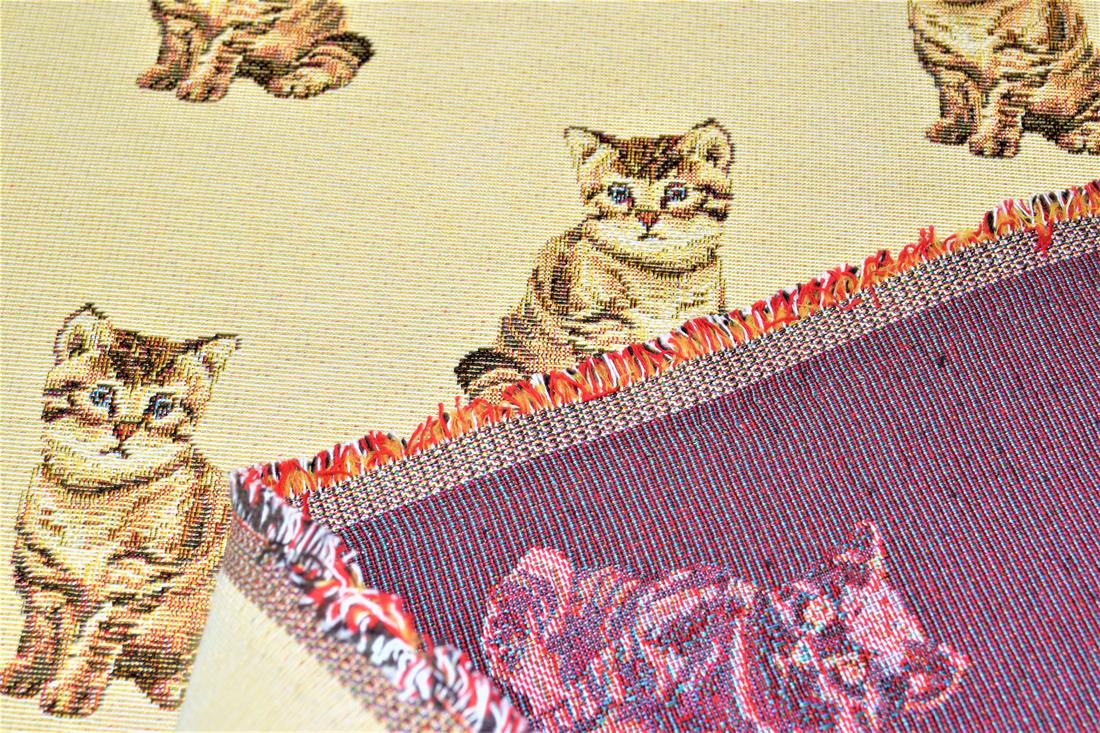 Natural Cat All Over Printed Weight Tapestry
