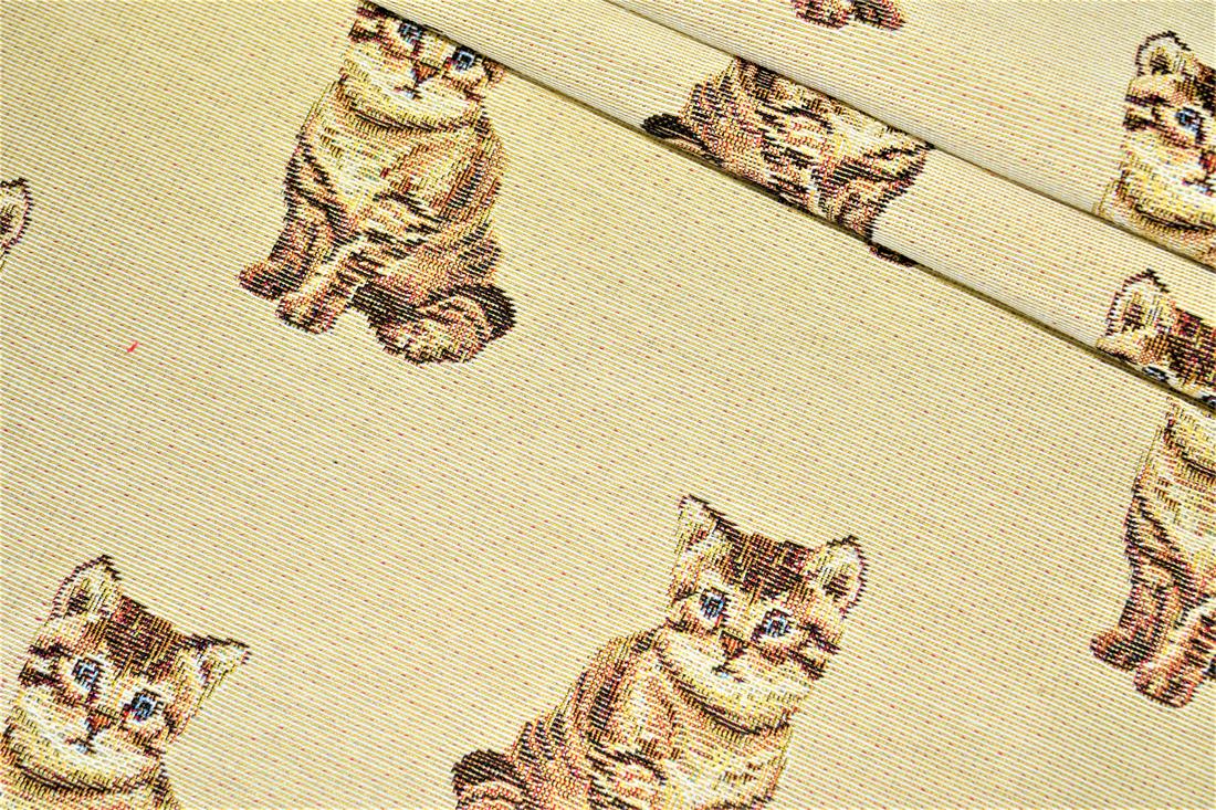 Natural Cat All Over Printed Weight Tapestry