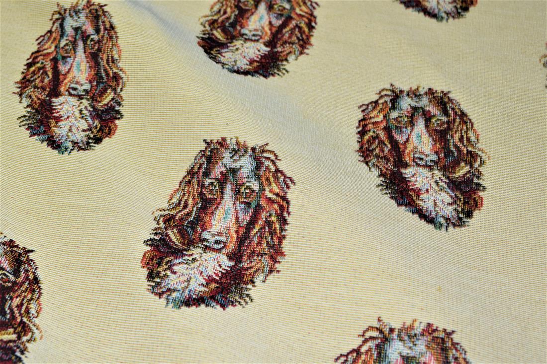 Natural Springer Spaniel All Over Coloured Tapestry Fabric