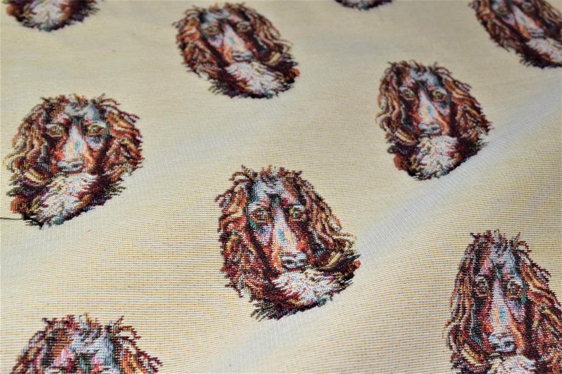 Natural Springer Spaniel All Over Coloured Tapestry Fabric