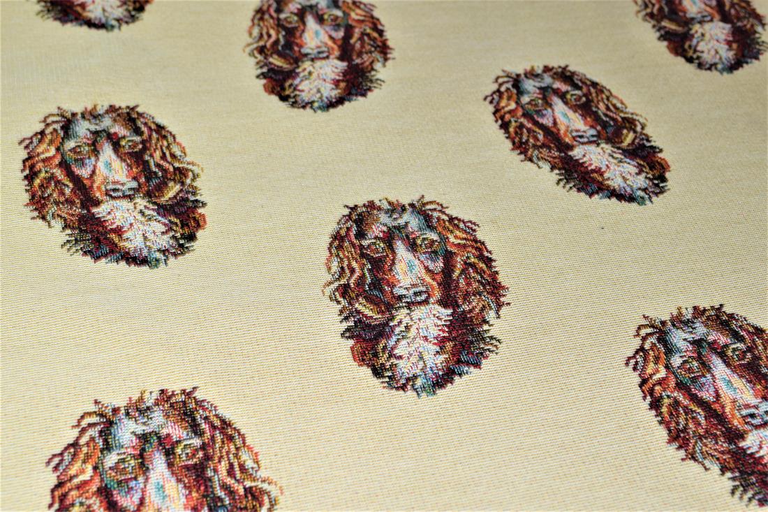 Natural Springer Spaniel All Over Coloured Tapestry Fabric
