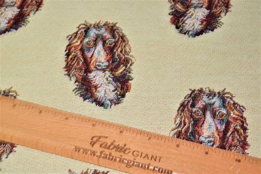 Natural Springer Spaniel All Over Coloured Tapestry Fabric