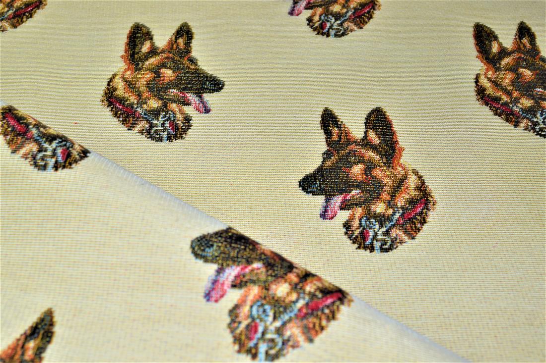 Natural German Sheppard All Over Coloured Tapestry Fabric