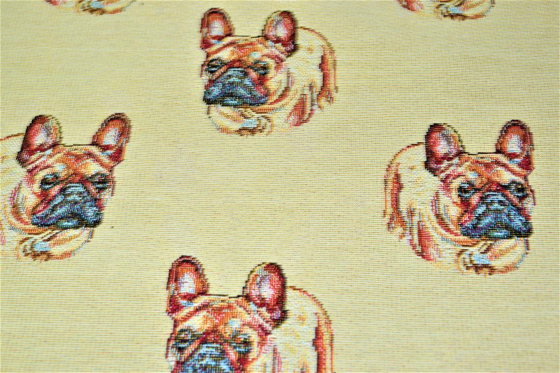 Natural French Bulldog Tapestry Fabric